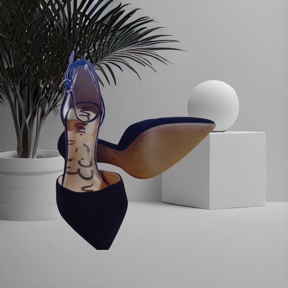 Elegant Sam Edelman Harlow Genuine Black Suede Ankle Strap Pumps, US 10M - Picture 4 of 4